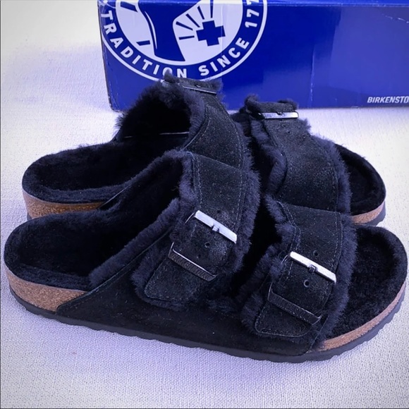 BIRKENSTOCK NEW Shearling Fur Arizona Sandals 40 - Picture 2 of 7